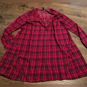 Plus 1X plaid shirt dress w/ pockets NEW Christmas tartan Buffalo plaid
